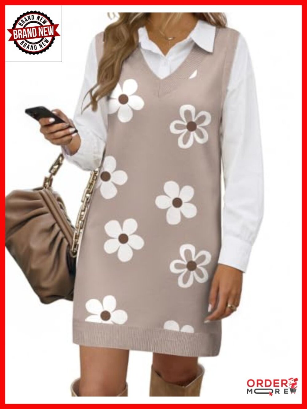Cable Knit Sweater Vest Dress V Neck Sleeveless Pullover